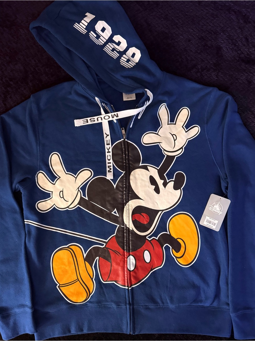 Mickey Mouse Disney Navy Blue Graphic Zip up Hoodie with Classic Logo